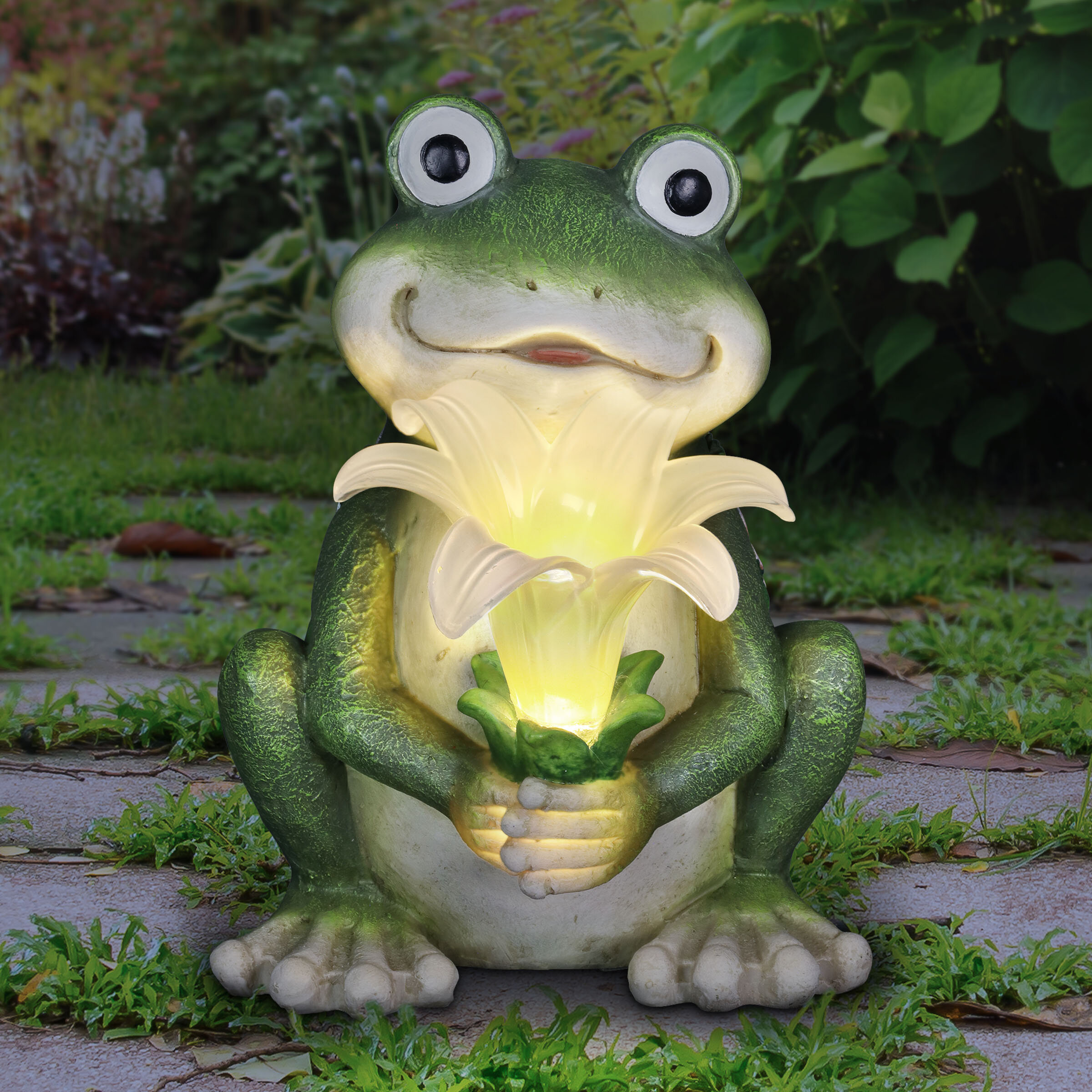 Solar Frog with Baby buy Statue